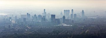 Aerial photo panorama foggy Rotterdam by Anton de Zeeuw