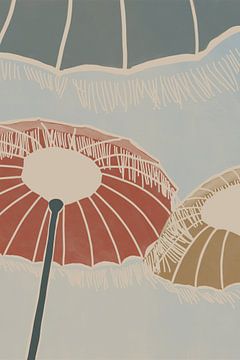 Op het strand - parasols van Kunga by The Artcircle