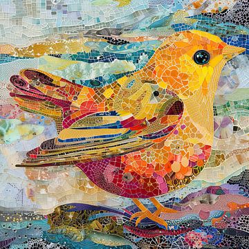 Schilderij Kleurrijke Vogel van Abstract Schilderij
