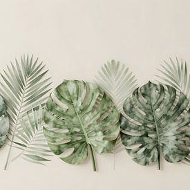 Monstera und Palmwedel in Jadegrün von Kristin M