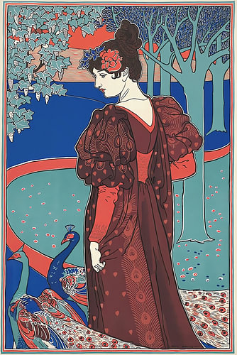 Dame im roten Kimono