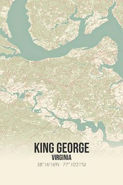 Vintage landkaart van King George (Virginia), USA. van MijnStadsPoster