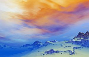 Snowy mountains at dusk 2 by Angel Estevez