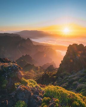 Madeira, verlicht in de schemering van fernlichtsicht