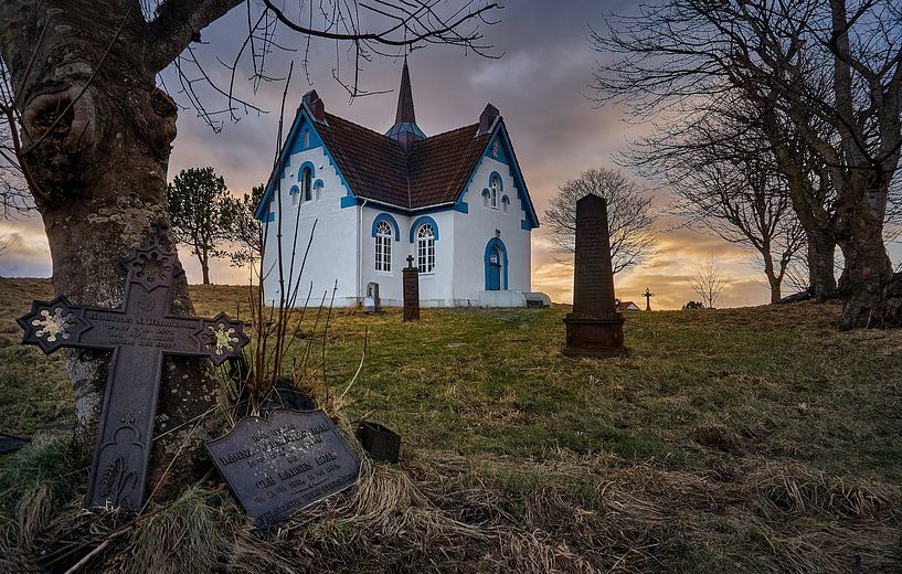Old church and gravestones at Vigra, Norway by qtx