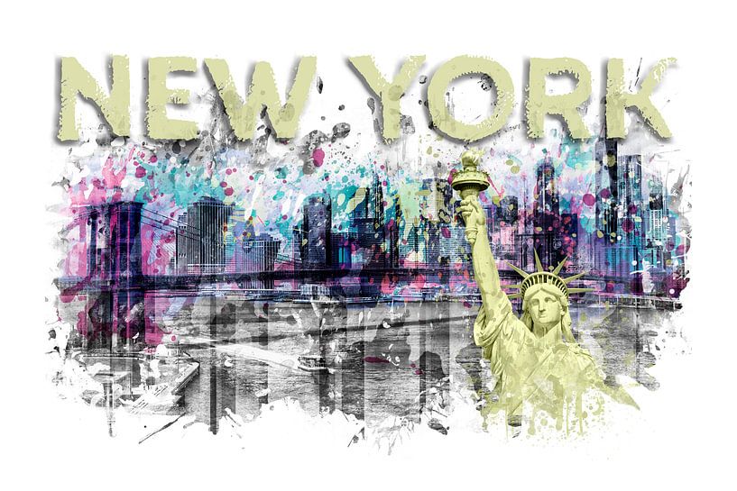 Modern Art NEW YORK CITY Skyline Splashes | geel van Melanie Viola