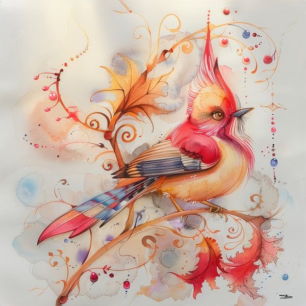 Aquarell eines Vogels von Gelissen Artworks