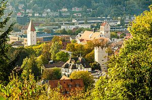 Blick auf Altstadt von Ravensburg Oberschwaben Deutschland mit Stadtturm