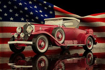 Cadillac V16 Roadster 1930 met Amerikaanse vlag