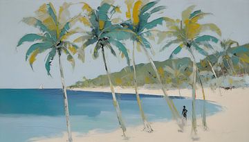 De verwachting - Caribisch strand met palmbomen van Wolfsee