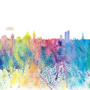 Leipzig Duitsland Skyline Silhouette Impressionistisch