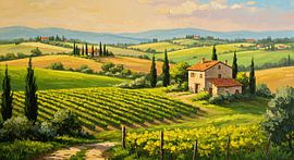 Pastoral European Countryside Oil Painting, Realistic Display by Kimita Jennaira