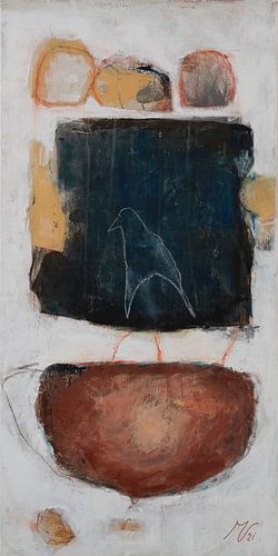 Formes organiques avec oiseau sur Marinel Vieleers