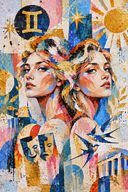 Gemini-Sternzeichen-Gemälde – Himmlische Wandkunst von Galerie Hoppenbrouwers