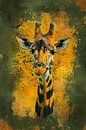 Colourful giraffe portrait with dynamic background by Art & Soul Creations thumbnail