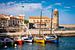 Panorama Kirche und Hafen mit Segelbooten in Collioure an der Cote Vermeille in Südfrankreich von Dieter Walther
