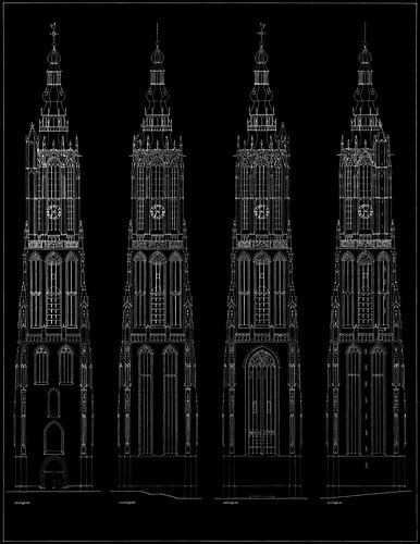 Onze Lieve Vrouwetoren Amersfoort - Architectural precision in line drawing