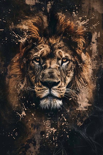Mysteriöses Löwenporträt im rustikalen Stil von Art & Soul Creations
