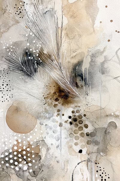 Abstract Schilderij - Beige en Taupe Rustgevend en Elegant van Joriali Abstract