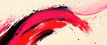 Abstracte kleurenstromen in roze en rood van Poster Art Shop