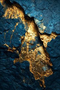 Textur Gold in Blau Fracture Line