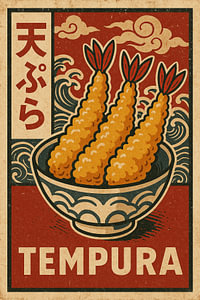 Bold Tempura Illustration - Japanisches Essen Wanddekoration