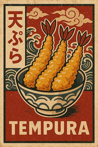 Gedurfde Tempura-illustratie - Japanse wanddecoratie voor eten