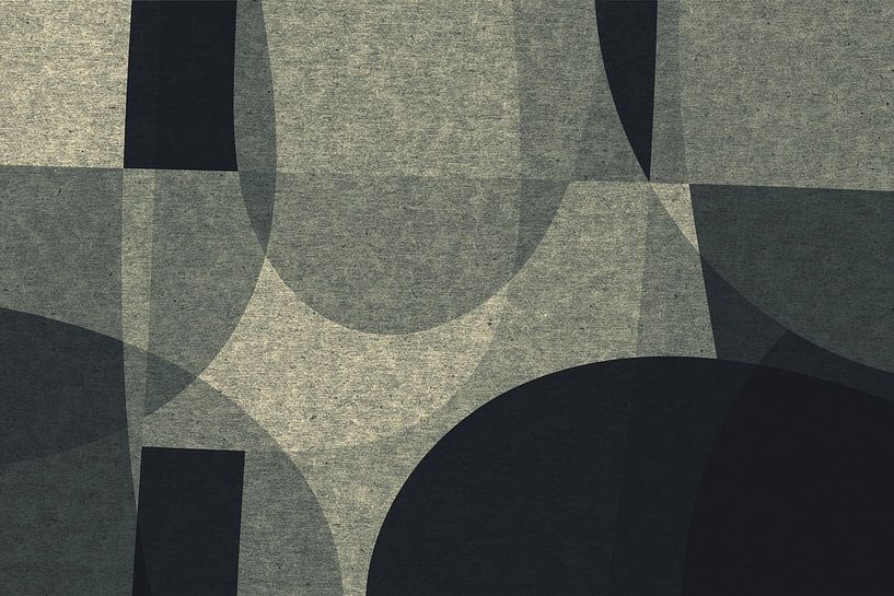 Abstract organic shapes and lines. Retro style geometric art in grey VIII by Dina Dankers