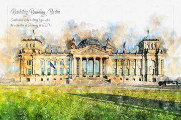Reichstag, aquarel, Berlijn van Theodor Decker