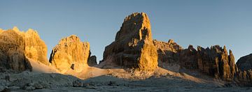 Panorama of golden sunset in the mountains of the Brenta Dolomites