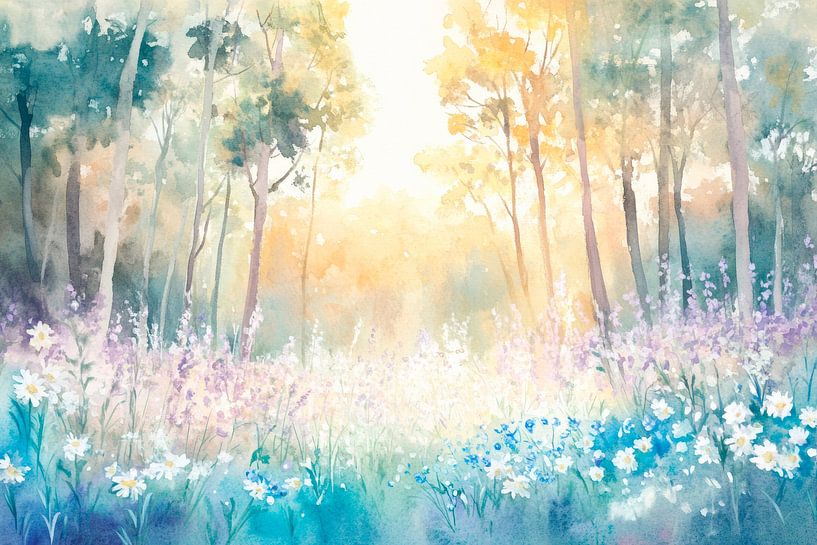 Play of colours in the blossoming forest by Poster Art Shop