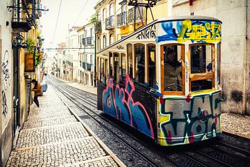 The tram in Lisbon, Portugal (2) by André Blom Fotografie Utrecht