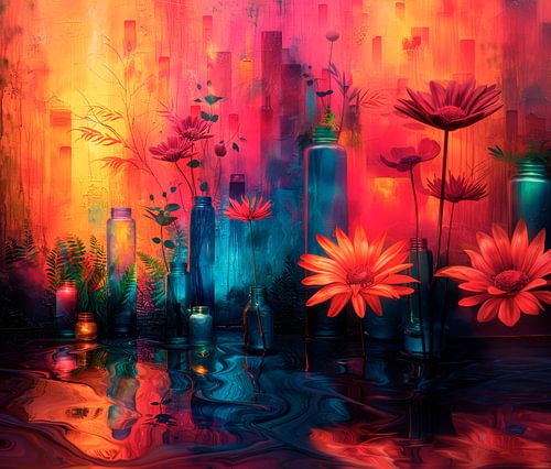 Bloemrijke compositie in kleur