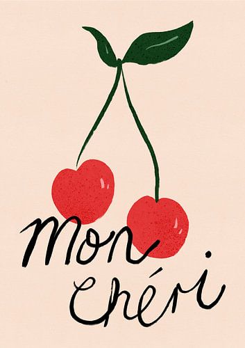 Mon Cheri Cherry Typografie Poster