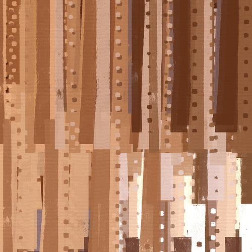 Abstract geometric art in earthy tones. Retro style. Set of 2. No. 2