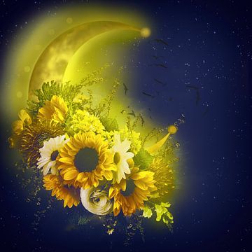 Maanlicht bloemen van Helga Blanke