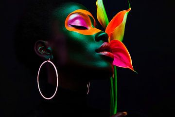Colourful portrait with flower and make-up by Poster Art Shop