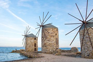 Windmolens op het Griekse eiland Chios van Reis Genie