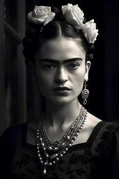 Frida Schwarz-Weiß-Potrait