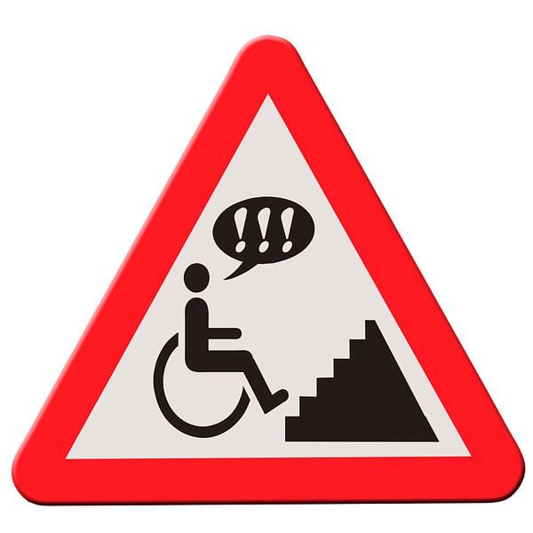 Verkeersbord - geen faciliteiten voor rolstoelen van Grüntyers .