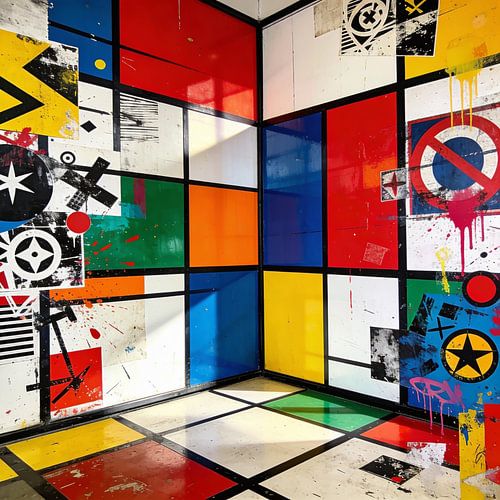Stedelijk raster — Kleurrijke architectuur met graffiti