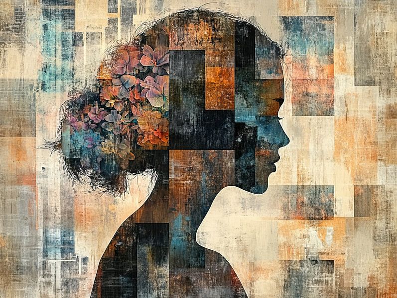 Vrouw in Aardetinten van Kunst Kriebels