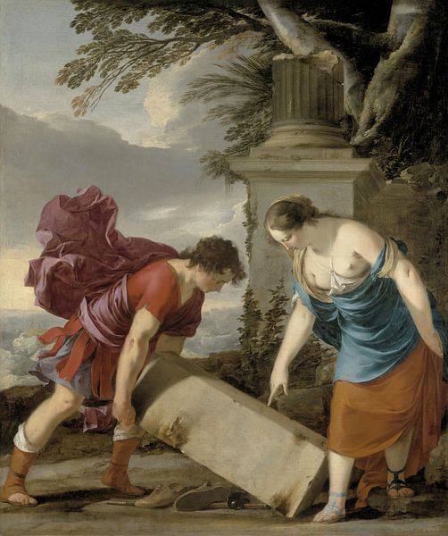 Theseus findet das Schwert und die Schuhe seines Vaters, Laurent de La Hyre von Meisterhafte Meister