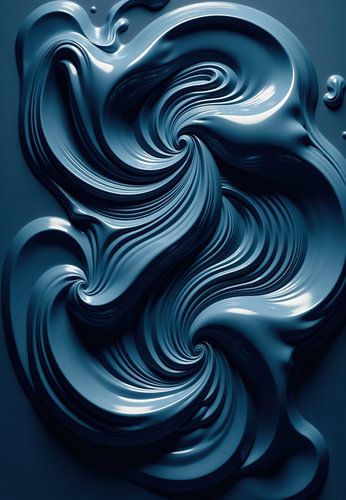 Abstracte wervelende donkerblauwe glanzende vorm
