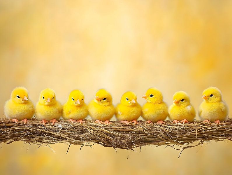 Chicks on the branch by Heike Hultsch