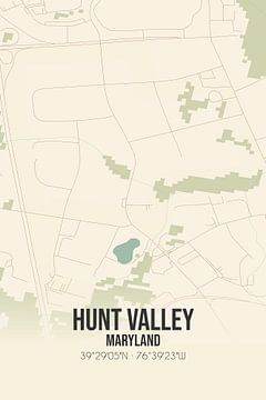 Vintage landkaart van Hunt Valley (Maryland), USA. van Rezona