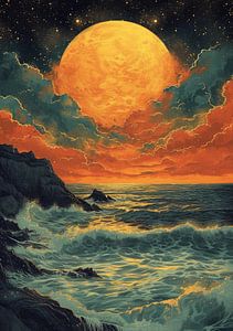 Mond Wellen Meer Ozean Maritim Nacht