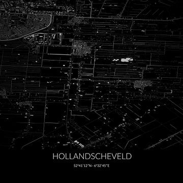 Schwarz-weiße Karte von Hollandscheveld, Drenthe. von Rezona