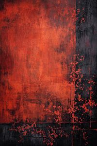 Abstract Painting - Deep Red Black Powerful and Textural