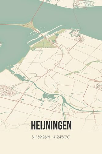 Vintage landkaart van Heijningen (Noord-Brabant)